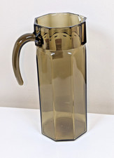 Luminarc France Jug - Vintage 1970s - Octime Smoked Glass Jug - 26.5cm Tall