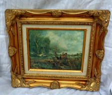 Gilt ornate framed  Leaping Horse ,  a reproduction oil painting  by J Constable