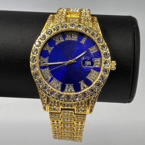 Mens bling watch gold - bling,