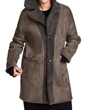 Real sheepskin Shearling lady's Afghan style Coat jacket sz L XL 12 14 16 VGC 