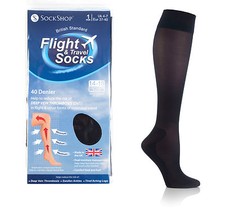 1 Pair 40 Denier Compression DVT Flight / Travel Socks 4-7 uk Black Sockshop