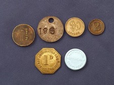 6 UNUSUAL TOKENS DERBY OMNIBUS / SPCL / NOTTS TRANSPORT