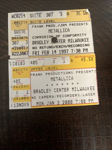 Used metallica concert tickets - used,