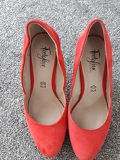 Footglove Ladies Wide Fit Red Suede Stiletto Court Shoes Size 5 Worn Once