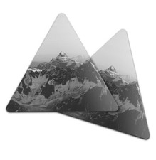 2x Triangle Coaster - BW - Snowy Mountain Peak Alpine #35659