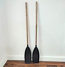 Pair Of Wooden Dinghy Oars With Black Plastic Paddle for Sailing Boat