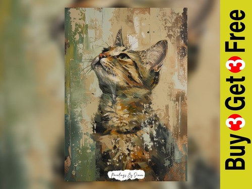 Striking cat portrait oil - striking,