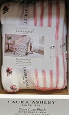 LAURA ASHLEY Coco Plush Reversible Throw 60"x70" Light Pink NWT 