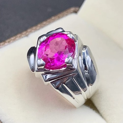 Pink topaz ring - topaz, men