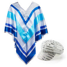 70'S POP ICON QUEEN COSTUME PONCHO & HAT 1970'S EUROVISION FANCY DRESS SINGER