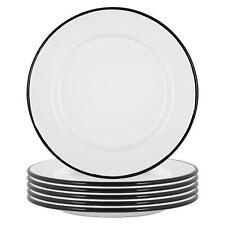 6x White Enamel Dinner Plates