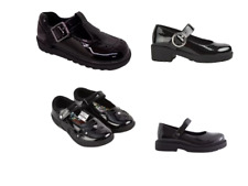 GIRLS KIDS BLACK PATENT SCHOOL SHOES BROGUE PUMPS DOLLY MARY JANE FLAT C8-UK 6