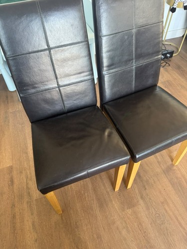 Black leather faux dining - black,