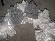white & sparkle bow pram hood