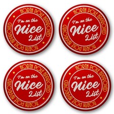 20 x Nice List Santa Button Badges (Pack of 20 Pin Badges - 38mm)
