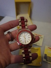Invicta Ladies stainless Steel Dress Watch With Red swarovski Stones