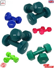 Vinyl Dipped Hand Dumbbells Set Weights Solid Aerobic Training Iron 1-6Kg Pairs