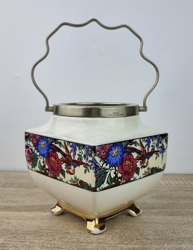 Floral biscuit barrel - biscuit, ceramic