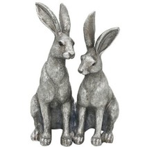 Silver hare ornament - hare, pair