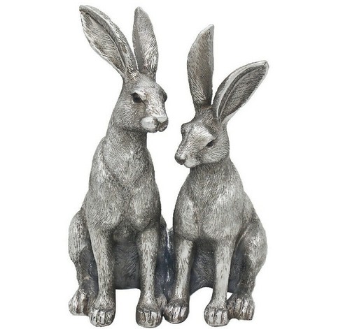 Silver hare ornament - silver,