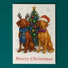 Vizsla Dogs Merry Christmas - Premium Card & Envelope Personalised card Friends