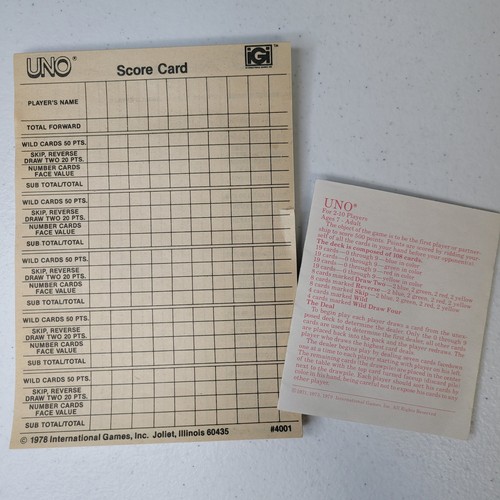 Vintage 1978 uno card game - 1978,