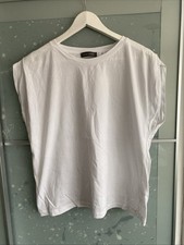 Mint Velvet White Extended Shoulder T-Shirt Size Large
