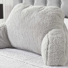OHS Teddy Fleece Reading Pillow Cuddle Cushion with Arms Lumbar Bed Chair