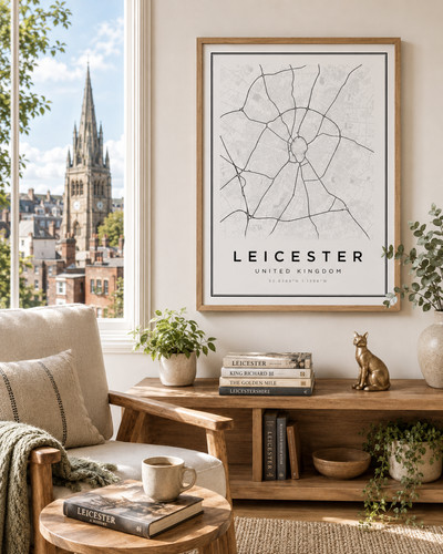 Leicester city map poster - map,