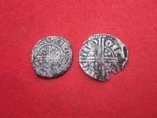 2 Medieval silver hammered coins short and long cross weekends detecting finds.