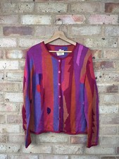 Spirit Of The Andes Cardigan Womens Large L Pima Cotton Abstract Pattern Pink 