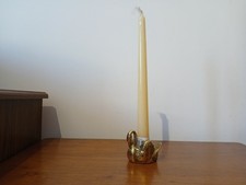 Brass swan candle holder with price cream candle