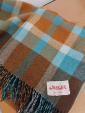 Vintage Jaeger Wool Checked Blanket,throw,travel Blanket Made In GB VGC