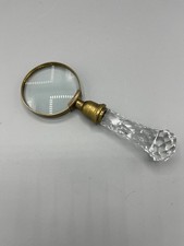 Vintage Brass Crystal Magnifying Glass Heavy 