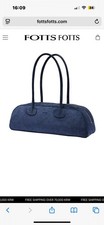 FOTTS FOTTS Bowling Bag – Genuine Cowhide Suede – Navy – Korean Designer Bag