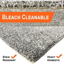 Bleach Cleanable Soft Saxony SILVER Grey Carpet Hessian Back FAST FREE DELIVERY