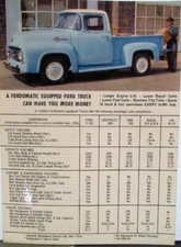 1956 Ford F-100 Pickup Truck Color Postcard