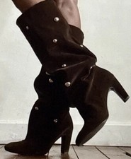 Zara Velvet Stud Slouchy Boots