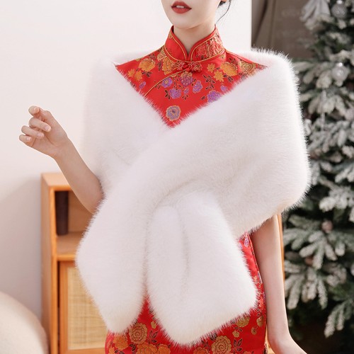 Women faux fur jacket - fur, wrap