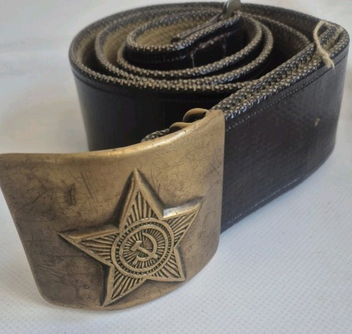 Vintage real leather belt star - belt,