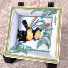 Vintage Hermes Paris Mini Ashtray Change Tray Toucans Porcelain w/o Case