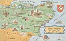 Vintage Map Postcard KENT