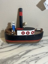 Handmade wooden tugboat - wooden,