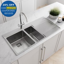 Sinkoro 1.5 Bowl Kitchen Sink Square Inset Stainless Steel Right Hand Drainer