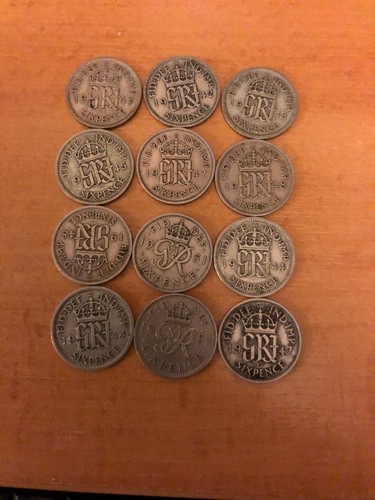 King george 6th sixpences - king,