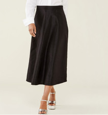 Finery London Naia Taffeta Midi Skirt Black New Tags Size 18 