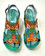 Socofy Blue Leather Slingback