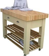 Butchers Block Island (trolly) beech and hand painted optional castors