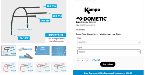 Replacement air pole for kampa - replacement,