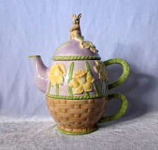 Royal Doulton Seasons Collection TEA FOR ONE Teapot Cup & Lid EASTER BUNNY